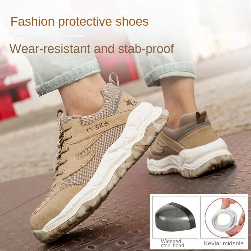 New Summer Labor Protection Shoes Anti-smash Anti-puncture Flying Woven Breathable Wear-resistant Safety Protective Work Shoes