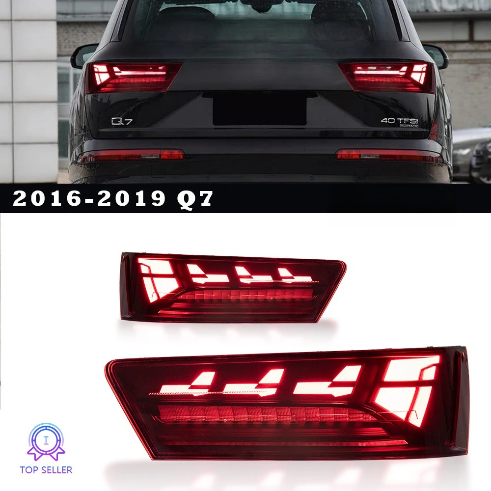 Tail Light Assembly for 16-19 Audi Q7, 25 LED Dynamic Turn Signal Lights, Flowing Indicator Lamp, Rear Lights Upgrade