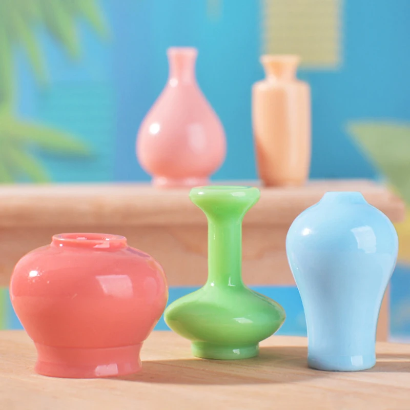 8 pezzi mini bottiglie di vaso colorato / vasi miniature di case delle bambole fatte a mano vaso casa delle bambole decora ornamento da cucina accessori fai da te