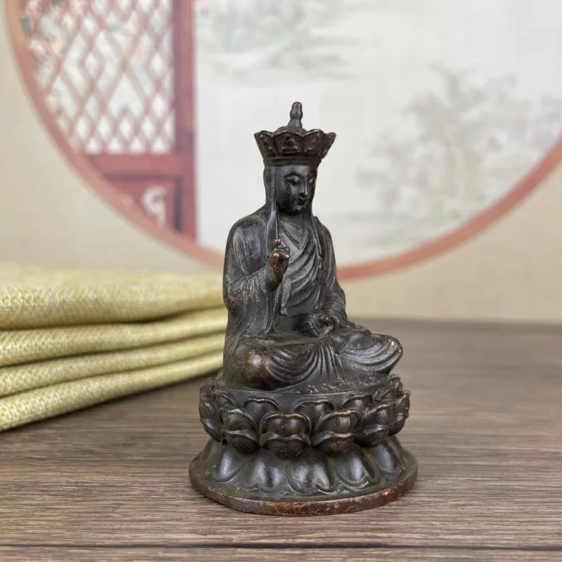 Brazen Buddha Ornaments Buddha Worshiping Brass King of Tibet Buddha Statue Antique Miniature Carving Copper Pieces Antique Bron