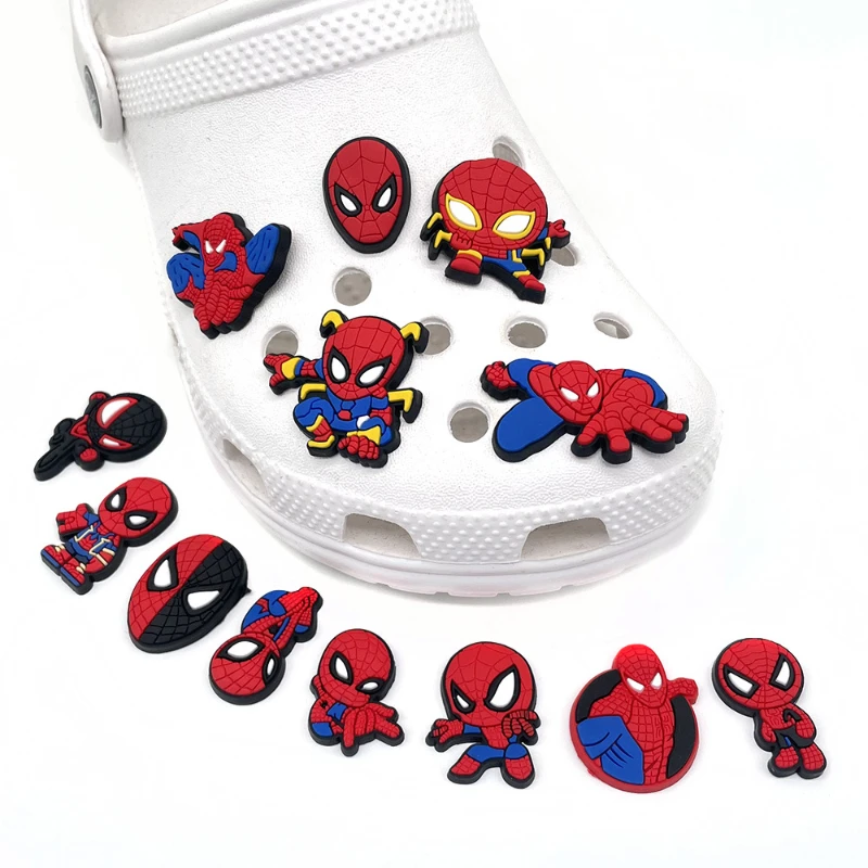 Miniso Spider-Man Shoe Charms Set For Clog Sandals Cute Sports Style Pvc Drip Molding Hole Shoes Accessories Party Gifts