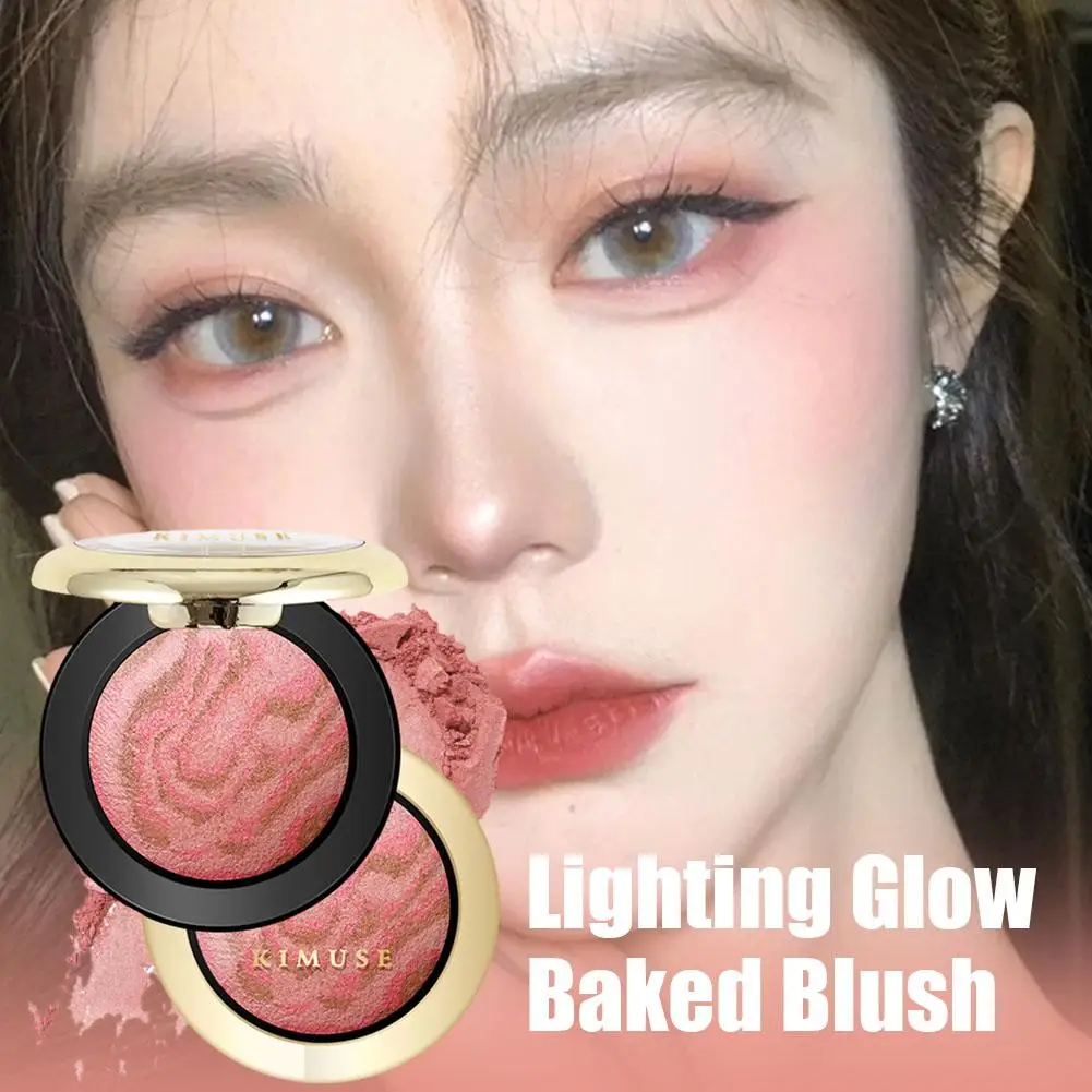 Lighting Glow Baked Blush Long-lasting Baked Powder Palette Lightwei Blusher Blush Brighten Natural Marbleized Glow Shimmer C6H3