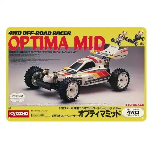 Metal Poster Vintage Rc Car Wall Deco Tin Sign Plaque Kyosho Optima Mid Buggy  -aluminum