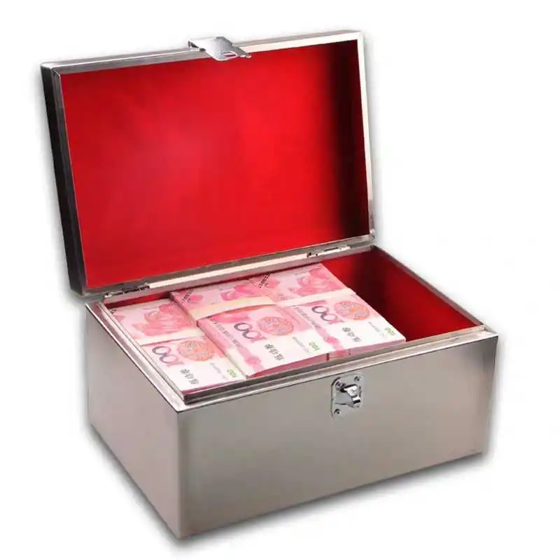 Cash box, storage box, 304 cash box with lock, hand-held supermarket   box, stainless steel  tank, storage box