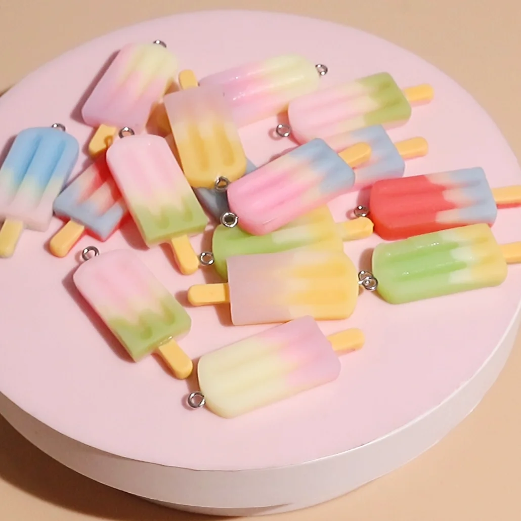 

Tusember 10pcs 7 colors Resin Popsicle Simulation Ice Cream Charms Pendant for Earrings Necklace DIY Jewelry Making Accessories