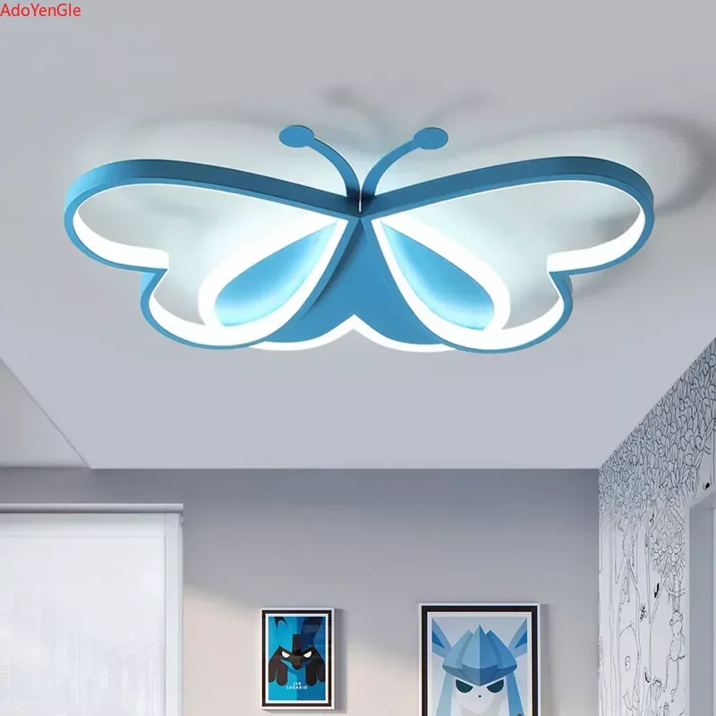 Nordic Ceiling Lamp Modern Pink Butterfly Ceiling Chandelier For Children RoomIndoor Decor LED kids Girls Room Lighting Fixtures