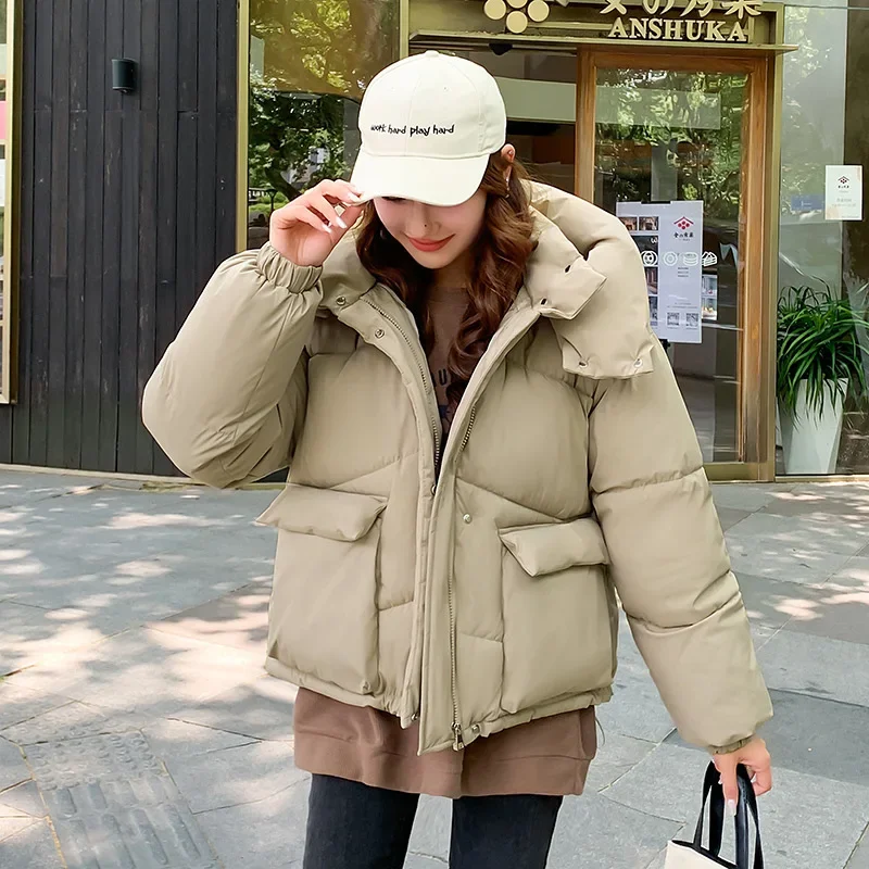 Winter New Down Padded Women's Loose Puffy Bread Suit Short Hooded Thick Coat Female Jackets