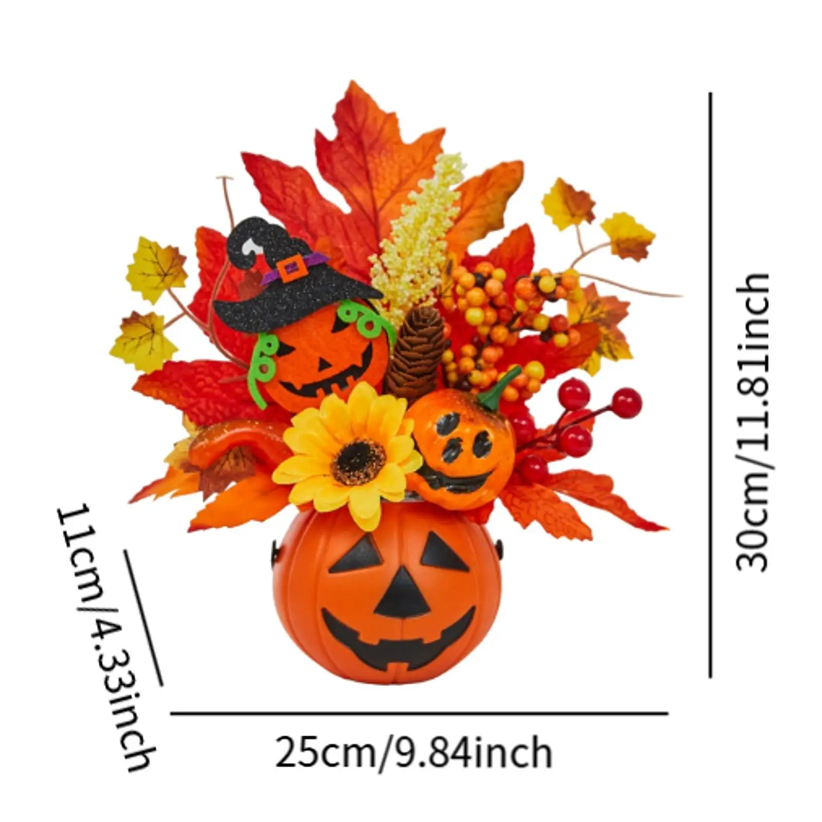 اليقطين الرغوي مع زهور البكا وأوراق القيقب لتزيين المنزل في الخريف