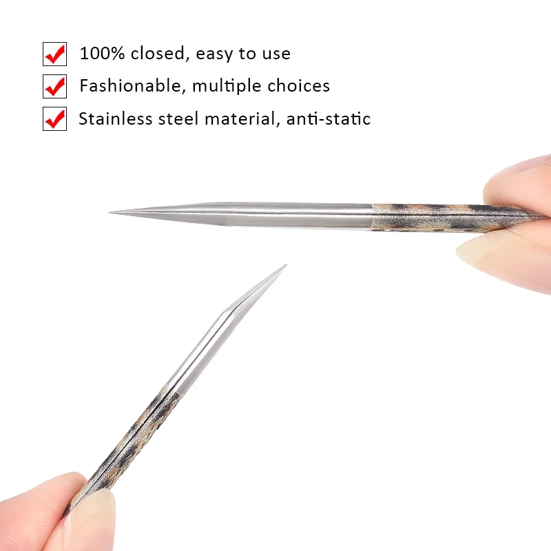2Pcs Leopard Lash Tweezers Stainless Steel Superhard Tweezer 3D Volume Accurate Anti-Static Eyelash Extension Clip Beauty Tools
