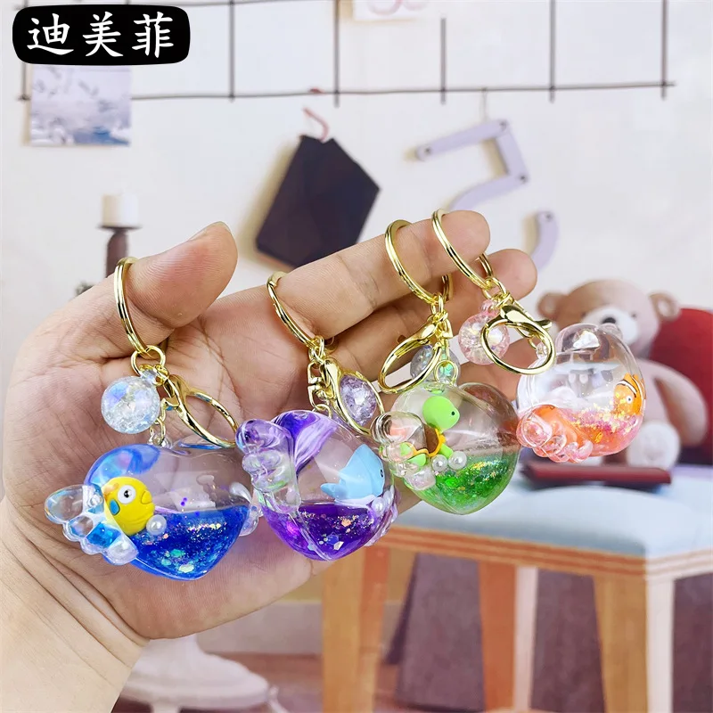 Acrylic Keychain Doll Pendant Oil Filling Decoration Quicksand Bottle Accessories Small Gift