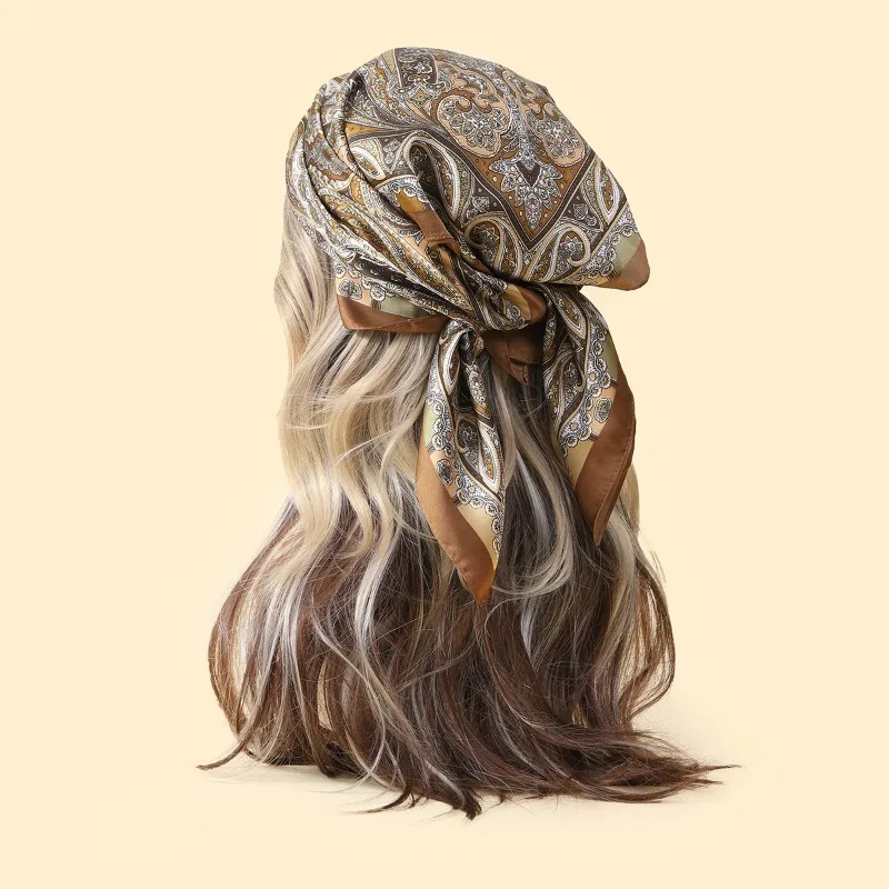 

68cm Red Cashew Print Scarf Women's New Model Emulated Silk Plant Print Scarfs Fashion Versatile Clothes Bag Accessories Scarf