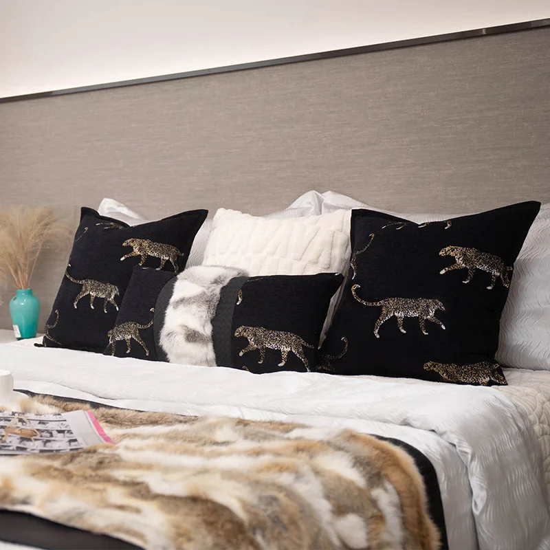 30X50/30X60/45X45CM Modern Leopard Throw Pillow Cover Light Luxury Stamping Waist Cushion Cover Decor Home Decorative Pillowcase