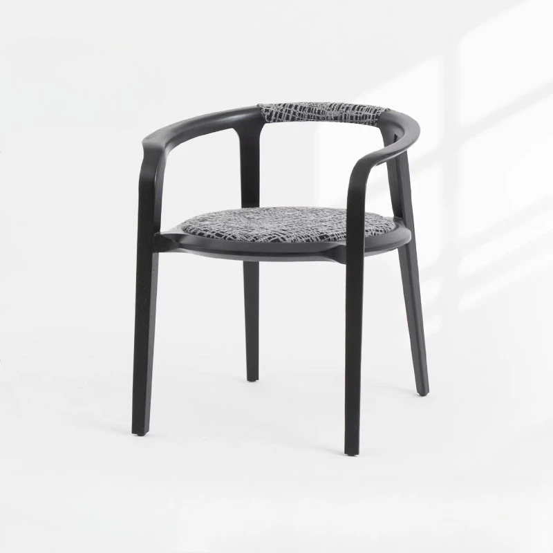 

Medieval ash wood dining chair, armrest tea chair