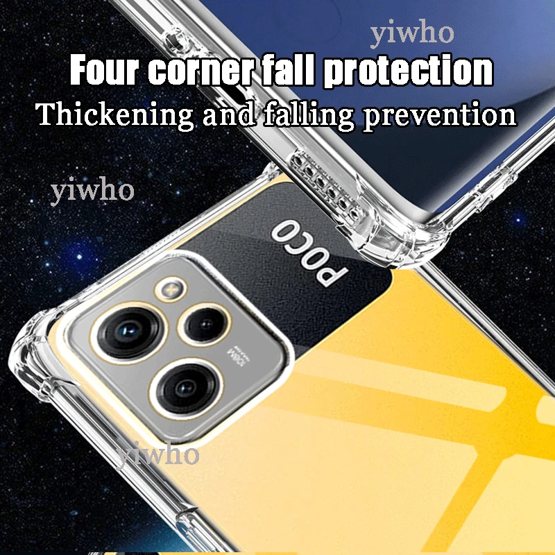 Shockproof Cover Clear Case for Xiaomi Poco X5 Pro Phone Cases on Poco X4 X3 NFC M5s M4 Pro M3 F4 F3 GT X M 5 4 3 C50 C55 C40