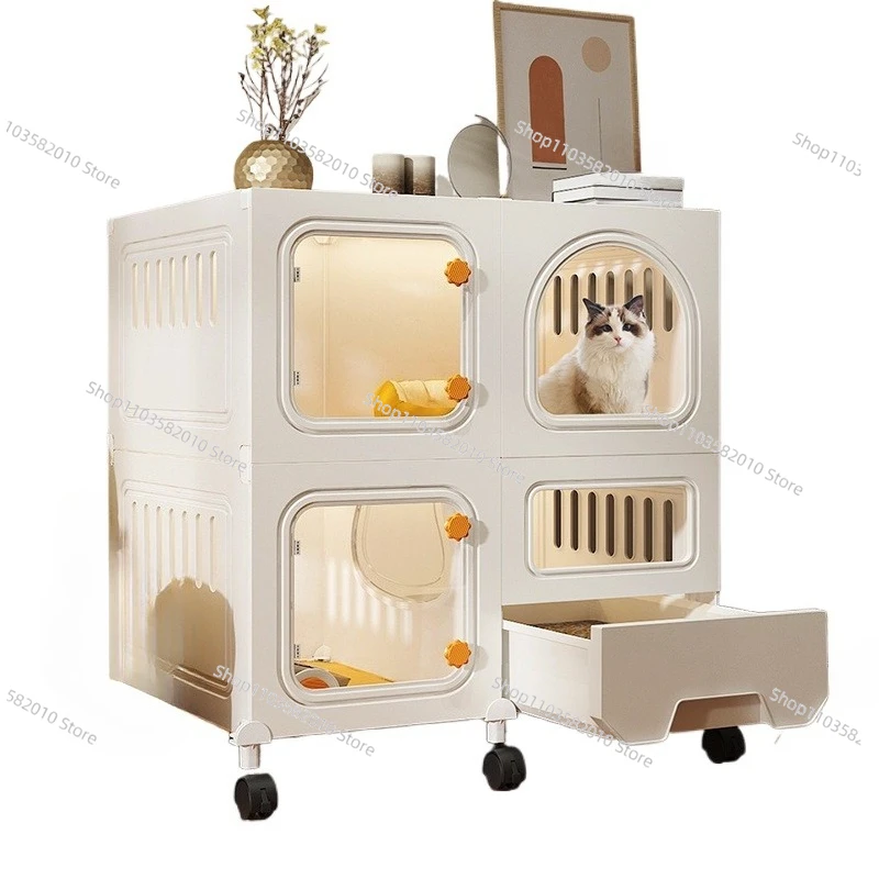Integrated Cat Cage Toilet Box, Small Indoor Litter Enclosure Space Saving