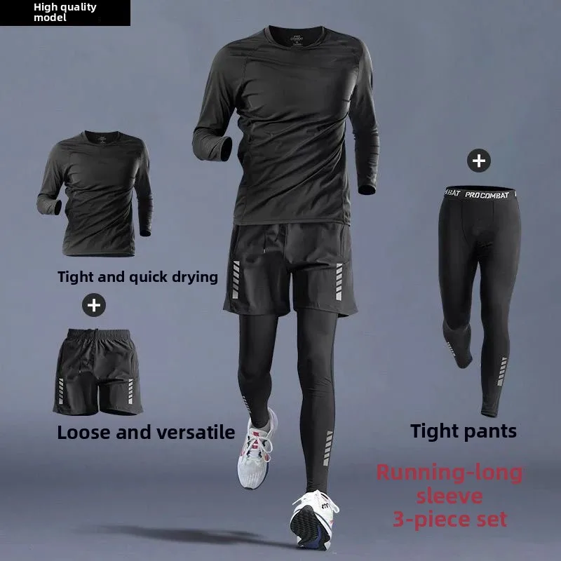 

Training Jogging Tracksuits Running Outdoor Compression Suits Set 3PC Workout Tights Men Sports Suit Gym Sportswear Clothes