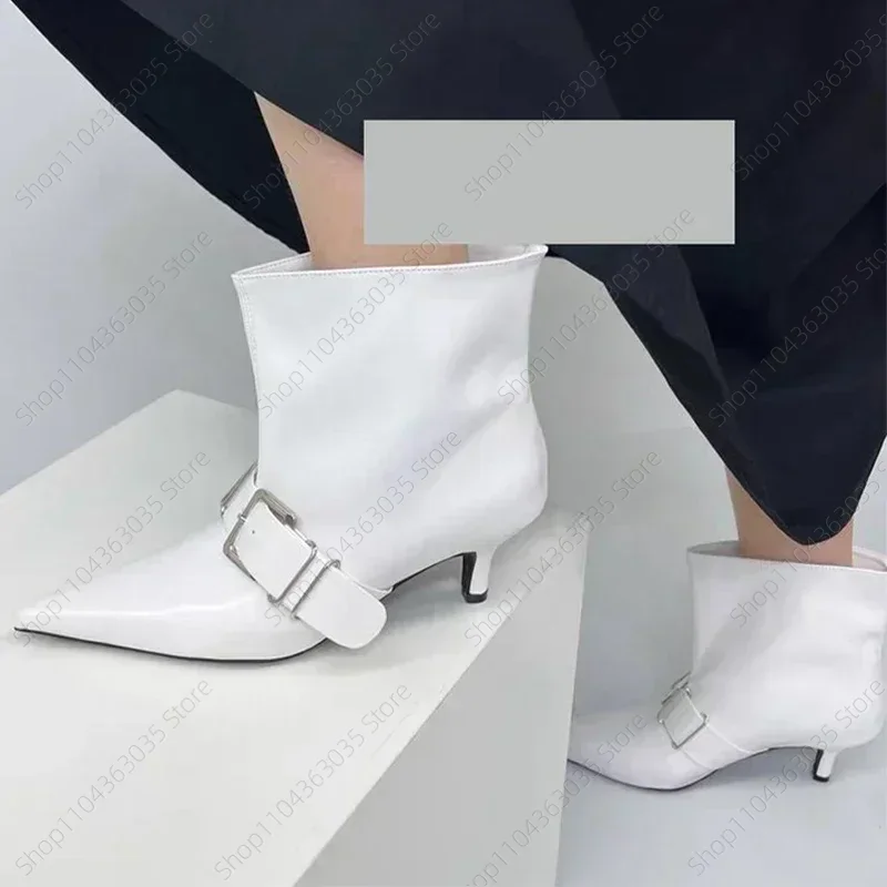 

2025 Pointed Toe Women Ankle Boots Designer Fashion Heels Shoes New Sexy Gladiator Chelsea Boots Pumps Goth Femme Zapatos