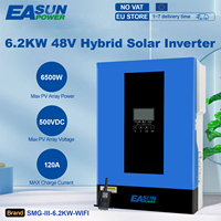 EASUN 6.2KW Hybrid Solar Inverter Pure Sine 230Vac Off Grid MPPT Photovoltaic Solar Inverter 120A Solar Charger PV 6500W 500VDC
