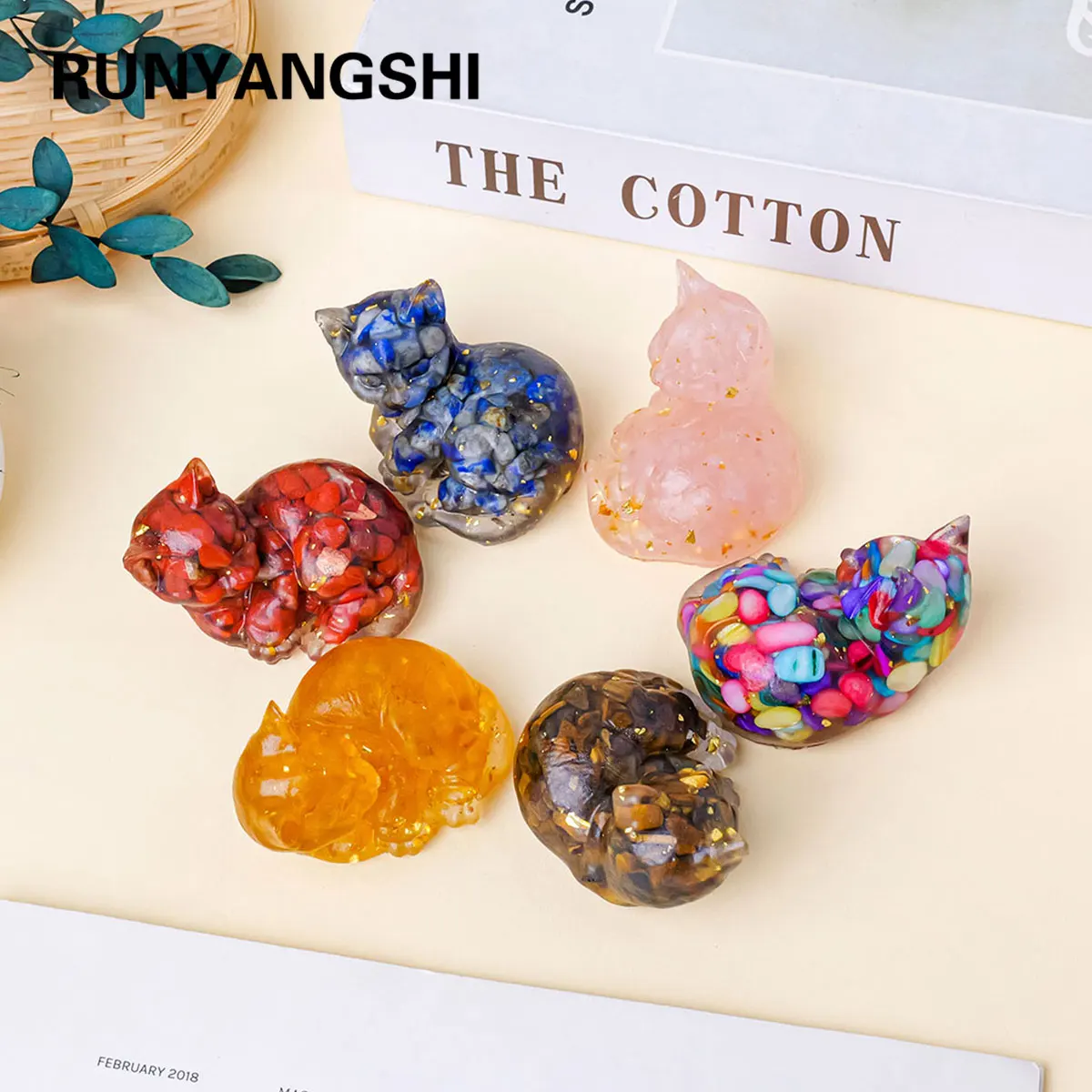 1 قطعة حجر الكريستال الطبيعي يختصر القط تمثال الريكي حجر تمثال تميمة فنغشوي النحت للمنزل مكتب الديكور #1