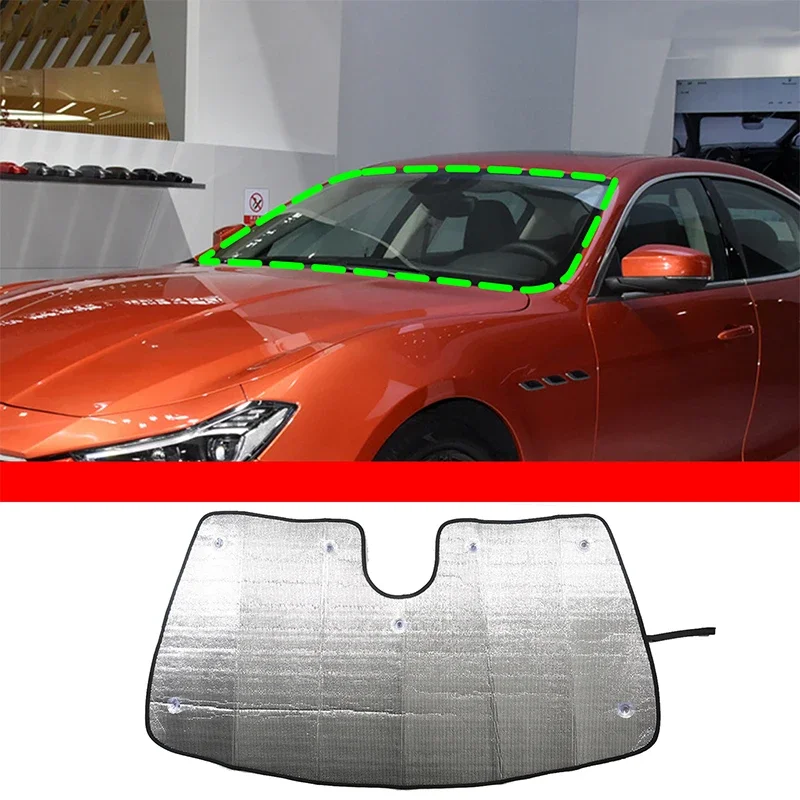 

For Maserati Ghiberit 2017-2023 aluminum foil silver car styling car front glass UV protection sunshade car accessories