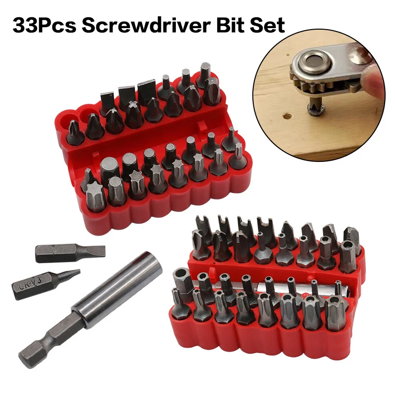 33Pieces Screwdriver Bit Set Extension Bit Holder Quick Release Bit Holder Electric Screwdriver Bit Accessories Woodworking Tool