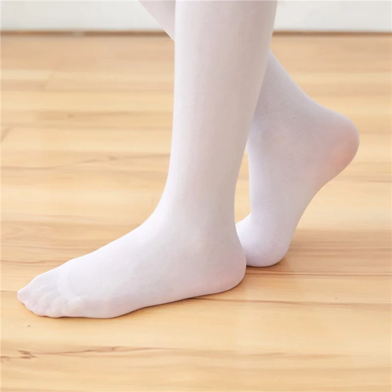 ABQR 2X collants de Ballet en velours blanc pour enfants filles chaussettes de danse chaussettes en microfibre Leggings de danse professionnels S