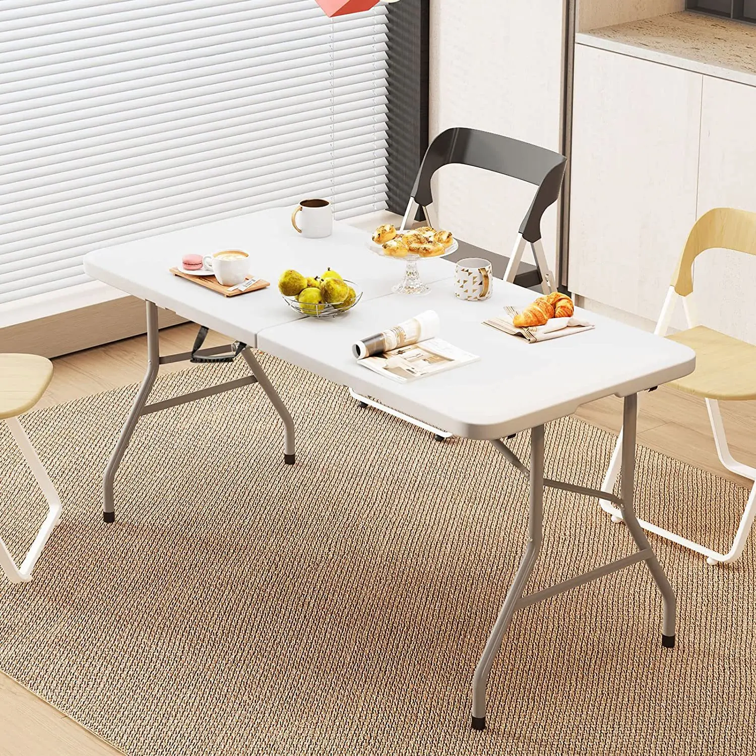 Outdoor Folding Table Portable Long Plastic Learning Table Restaurant Dining Table and Chairpromote sales