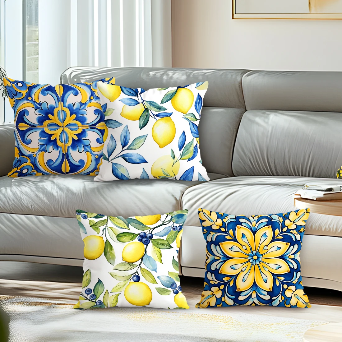 Bohemian Geometric Lemon Pillowcase Printed Polyester 40/45/50cm Throw Pillowcover Decorative Sofa Cushion Pillowslip Home Decor