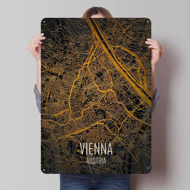 فيينا النمسا مطبوعة ملصق تخصيص جدار الفن ريترو خمر معدن القصدير علامات للمنزل غرفة رجل الكهف القهوة بار الملحقات #1