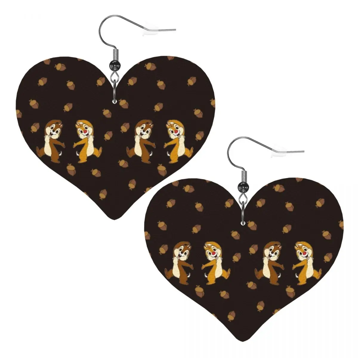 

Custom Funny Cartoon Chip And Dale Leather Earrings for Women Teardrop Dangle Earrings Jewelry Accessories