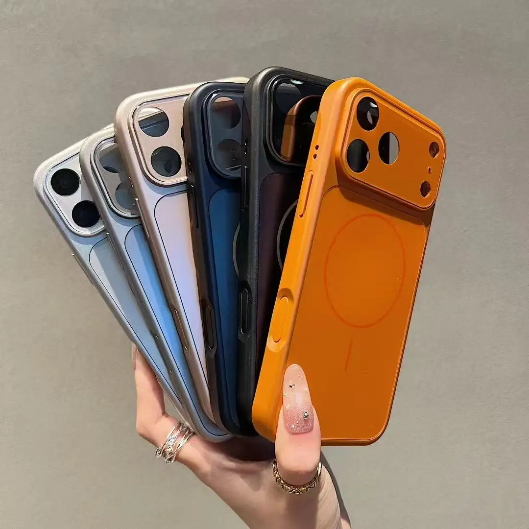 

Wholesale 20PCS/lot Electroplating PC For Magsafe Phone Cases For iphone 17/16/15/14/13 Pro Max Full Tempered Glass Camera