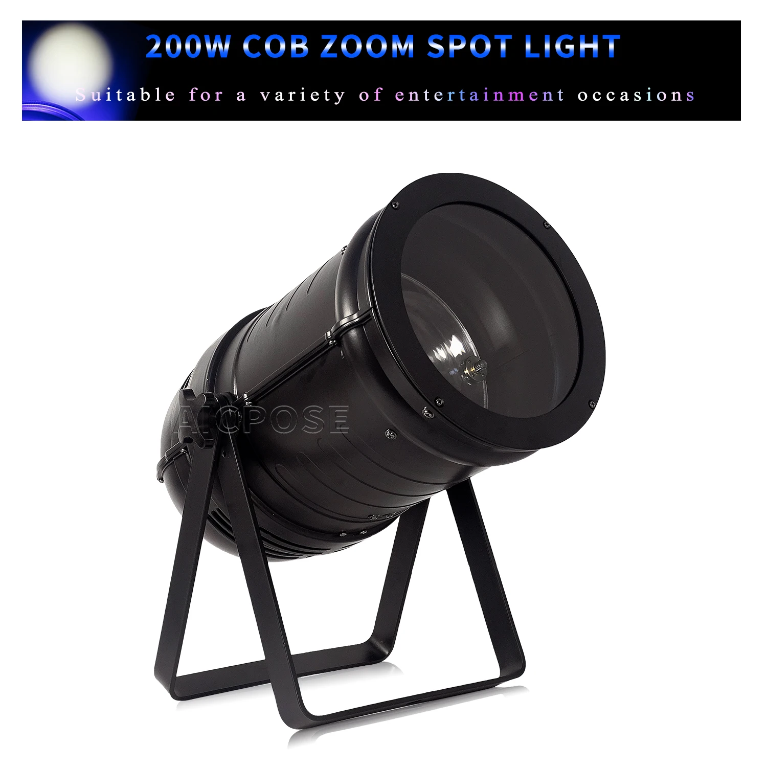 200W Zoom COB Surface Light Cold White Warm White Cold Warm Two-in-One DMX Controlled Stage Performance DJ Disco Spotlight