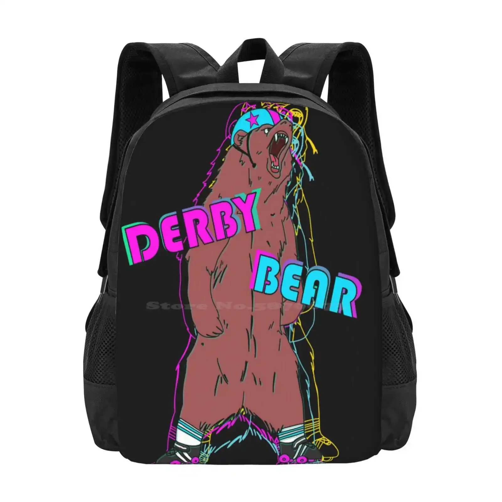 

Roller Derby Bear Hot Sale Schoolbag Backpack Fashion Bags Roller Derby Bear Neon Skate Quads