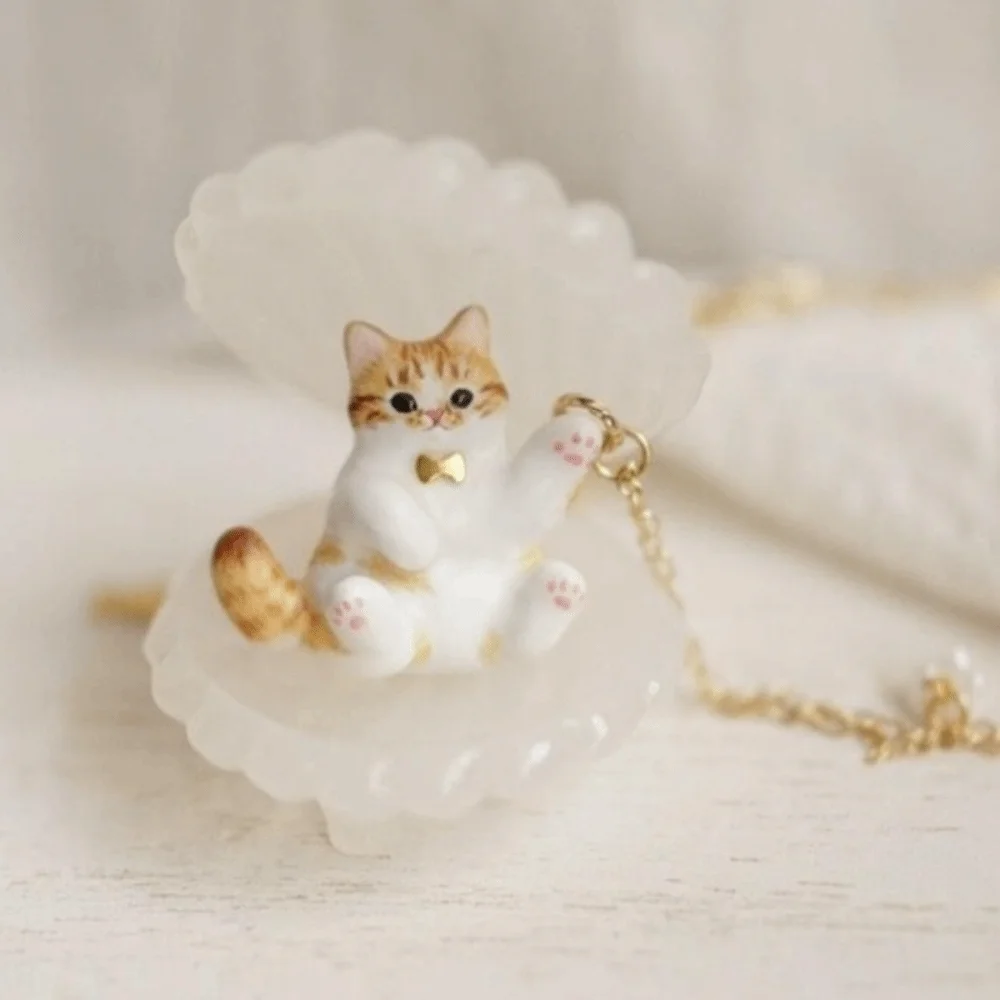Fashion Copper Cat Pendant Necklace Cat Stainless Steel Animal Necklace Color Preserved Gold Plated Necklace Women Gift