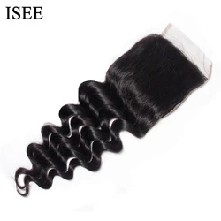 Brazilian Loose Deep Closure Remy Hair Free Part ISEE HAIR 4
