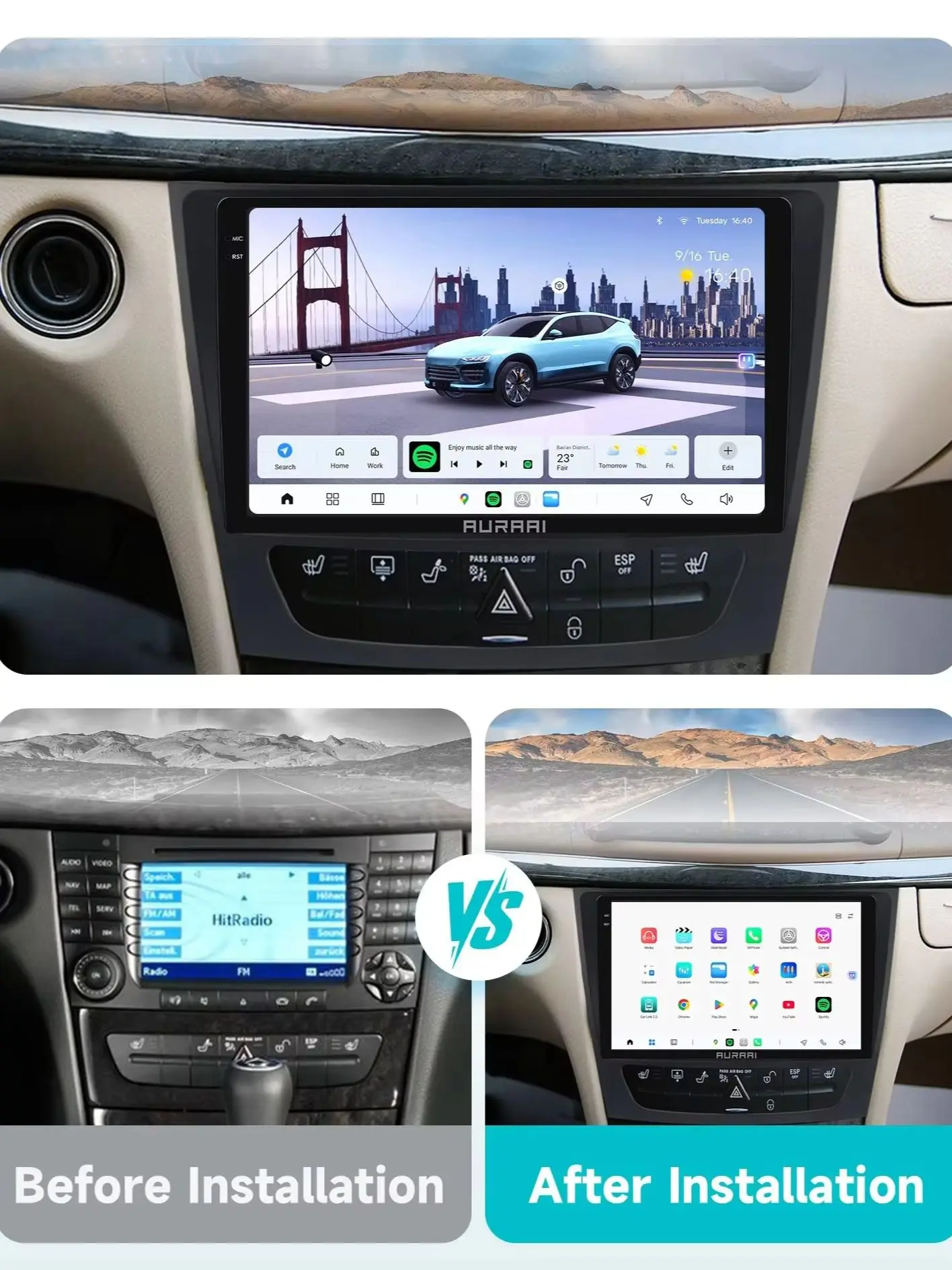 8G 256G AI 2K Bildschirm Android 13 Autoradio für Mercedes-Benz E-Klasse W211 W219 W463 Autoradio kabelloses CarPlay Android Auto 4G GPS BT DSD ADAS Dual-Mikrofon 360-Grad-Kamera