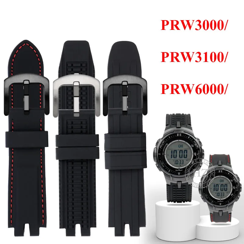 Retrofit Silicone WatchBand Accessorie Casio Mountain Watch for PROTREK PRW3000/3100/6000/6100Y Waterproof Rubber Strap Bracelet