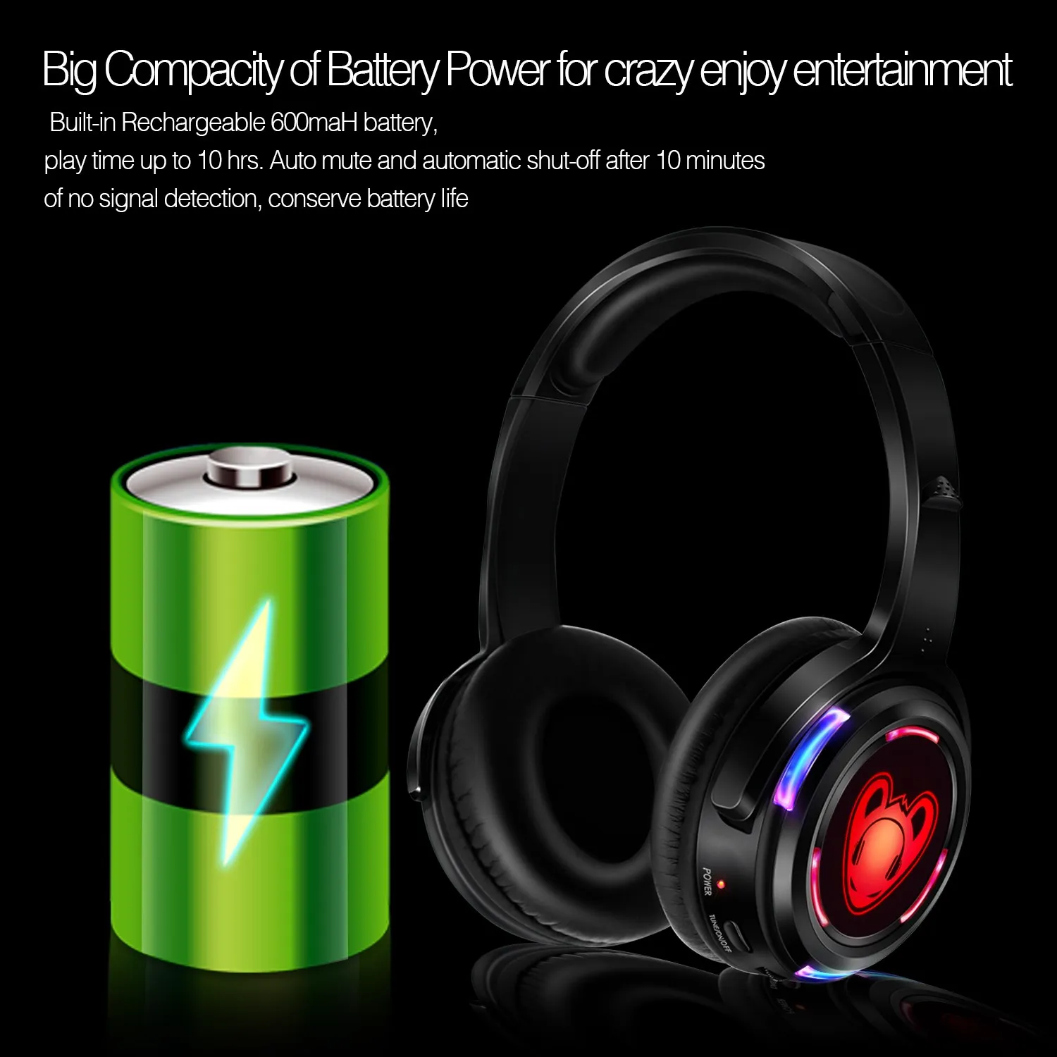 Silent Disco Wireless Headphones and RF LED LOGO Headset For DJ Music Pary Club Headphones only