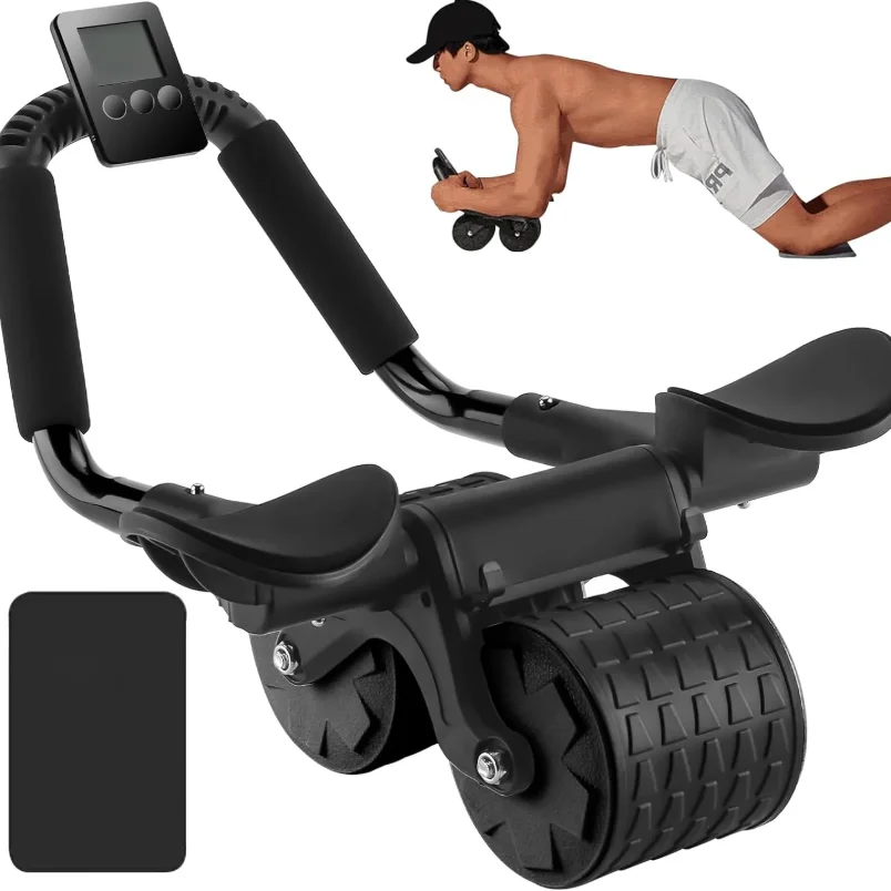 Soporte para codo, rueda Abdominal de rebote automático, entrenador de músculos abdominales con pantalla de mostrador, rueda de rodillo para ejercicio físico