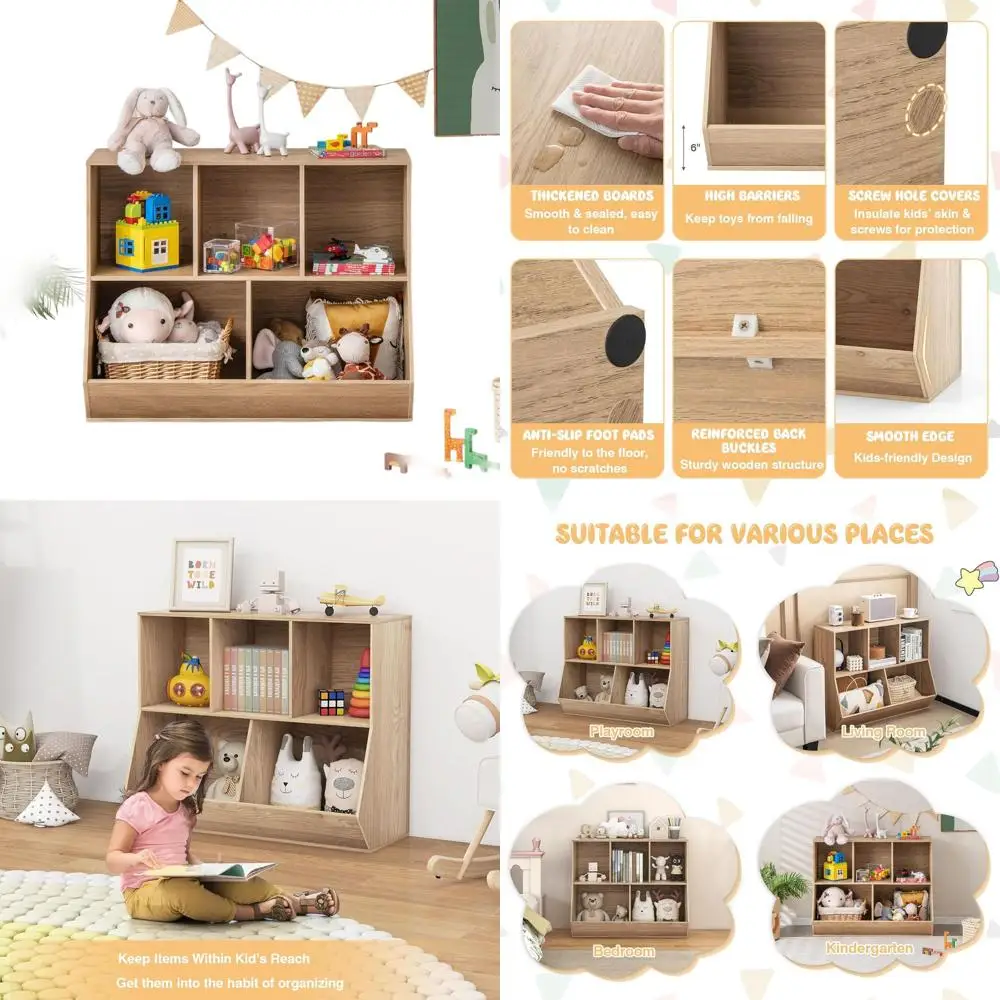 

Детский книжный шкаф-стеллаж на 5 секций и шкаф для хранения игрушек для игровой комнаты, спальни и школы