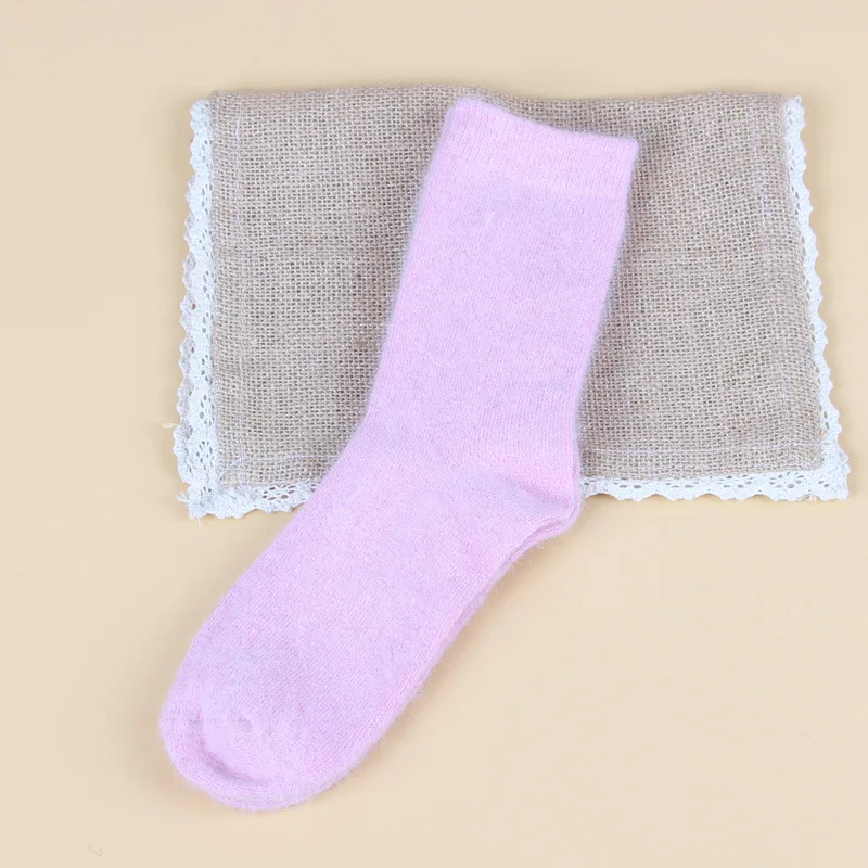 

Носки для отдыха до щиколотки, нечеткие толстые женские носки из кроличьей шерсти, осенне-зимние теплые однотонные женские носки B2W46