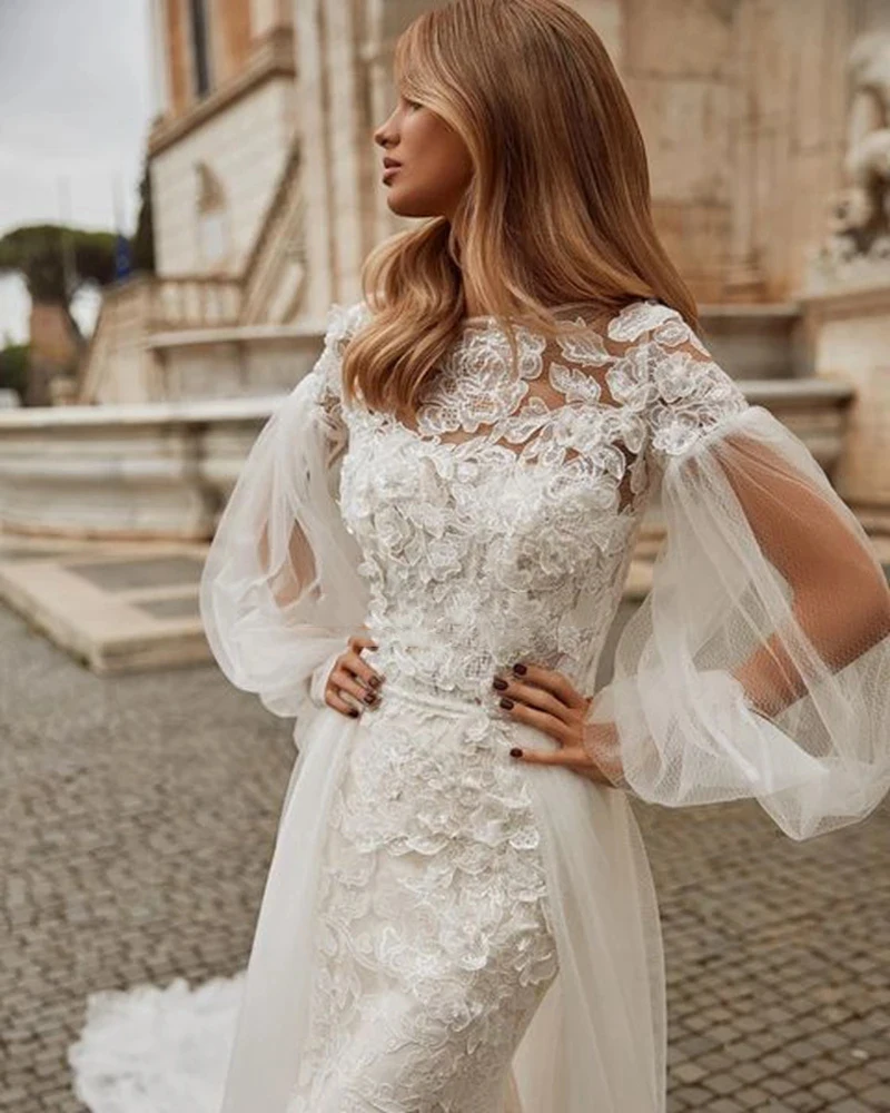 Luxo requintado uma linha vestidos de casamento, lindos vestidos de noiva, branco, manga comprida, esfregando, sexy, novo, 2023