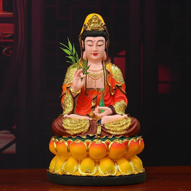 

Guanyin Buddha Resin Statue - Fortune Ornament for Living Room Protection