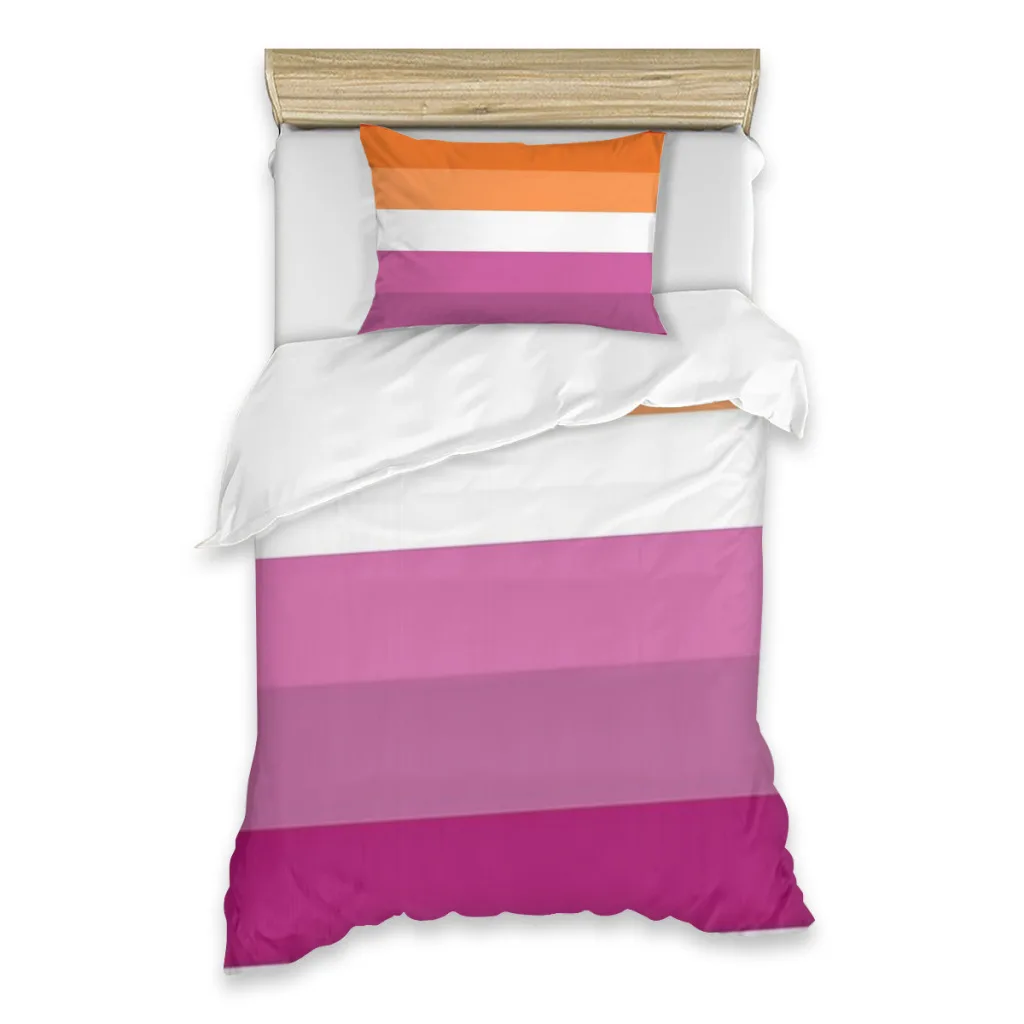 New lesbian flag expanded Bed Sheets Set  Comforter Quilt Cover Duvets Single Bedding