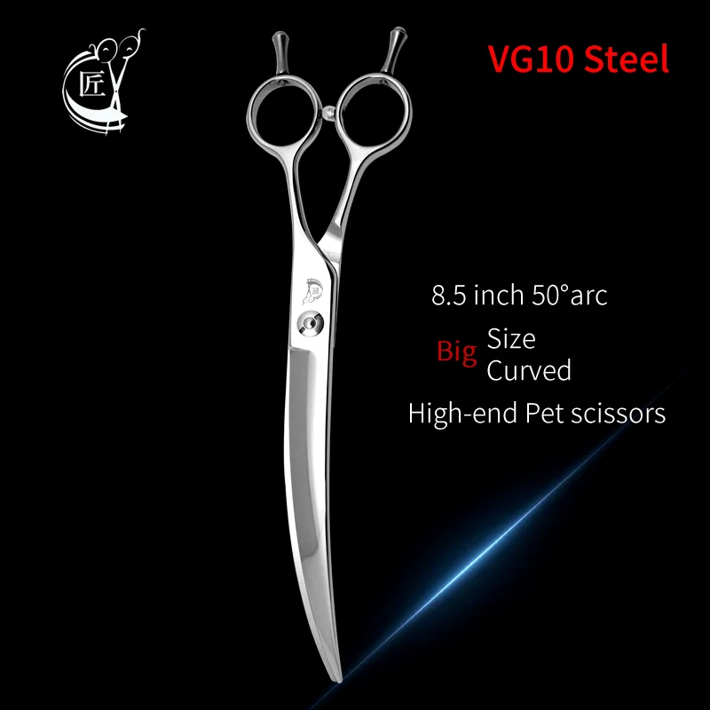 

Crane JP VG10 Steel 8.5 Inch 50°Curved Blade Pet Dog Grooming Scissors High-end Shears Pet Curved Scissors For Dogs Product