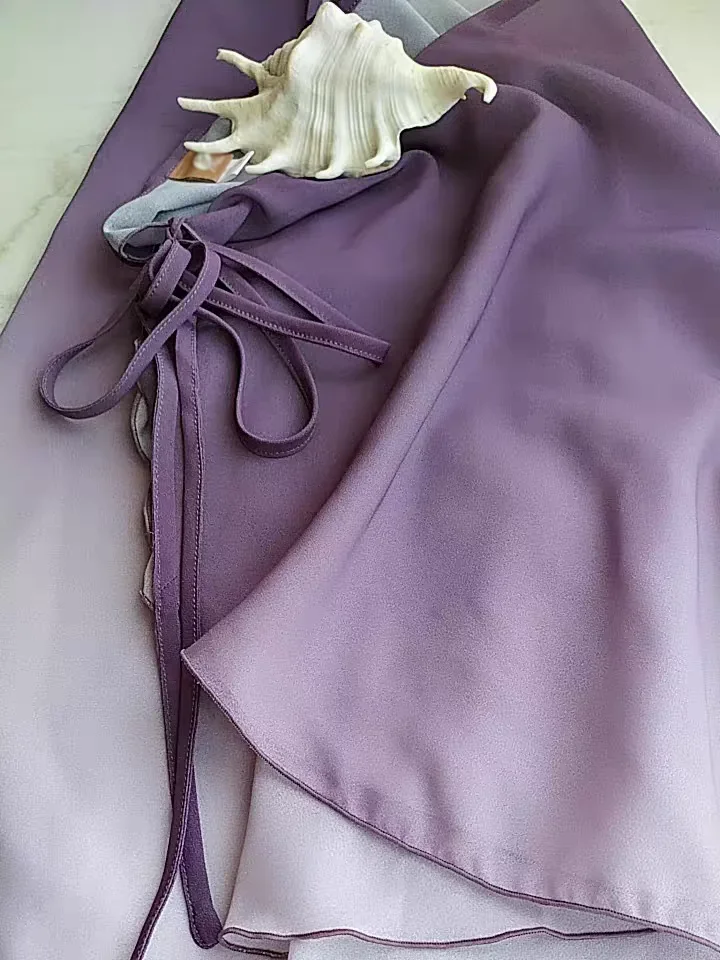 Vêtements de ballerine longs pour filles, couleur décolorée, vêtements de danse pour adultes, vêtements de danse d'été, jupe de ballet rose/violet pour filles