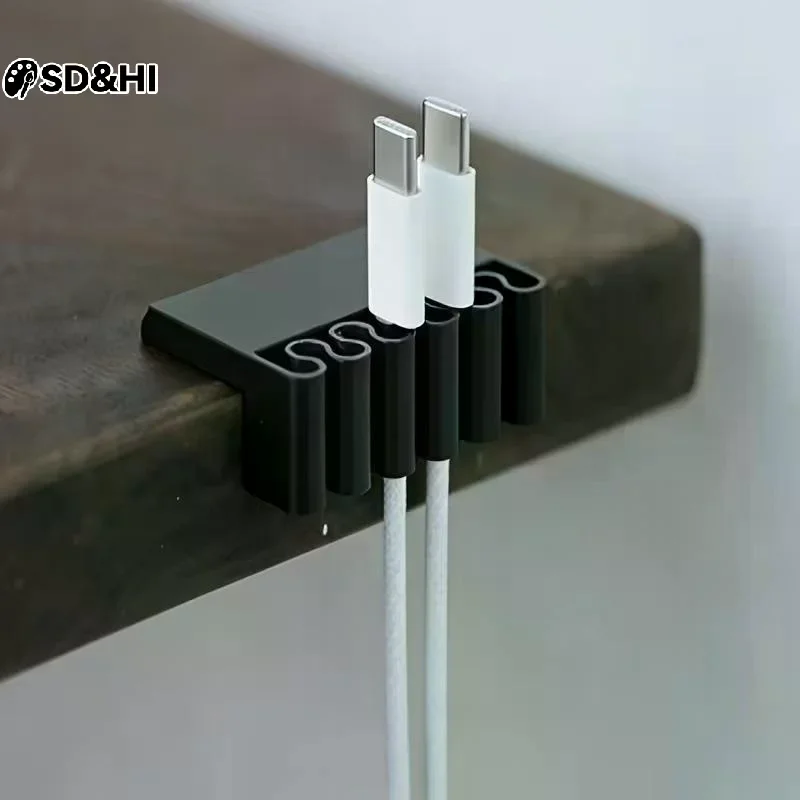 1Pcs Multi-Slot USB Cord Holder 3D Printed Desk Cable Organizer Clip Edge Management For Home Office
