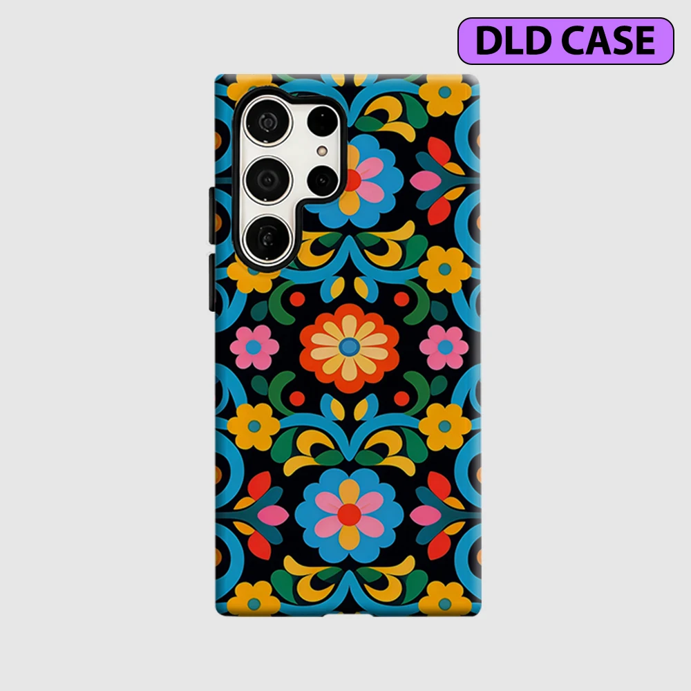 Mexican Floral Phone Case for Samsung Galaxy S26 S25 Ultra S24 S23 Ultra Plus Shockproof Double Layer Tough Back Cover