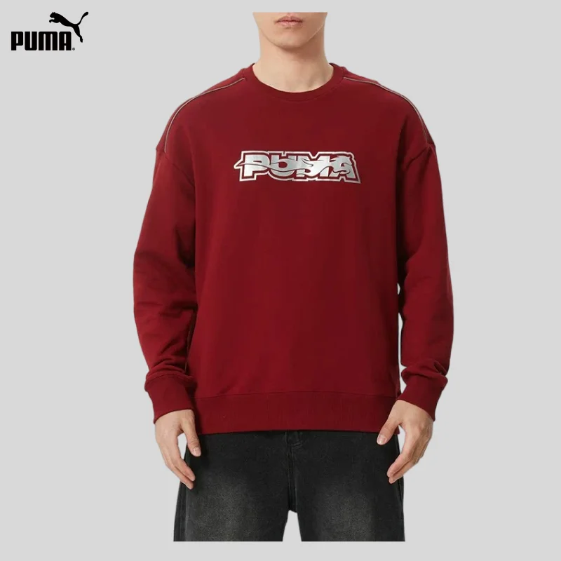 PUMA Men and Women Couple Red New Year's Sportswear Neutral Long-sleeved Sweater Jumper 636033-28