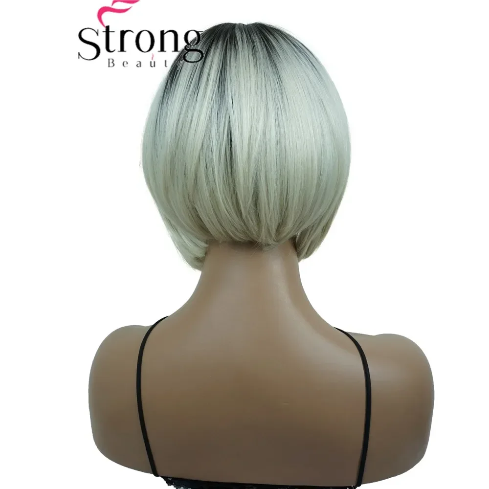 Women\'s Wig Bob Short Straight Hair Synthetic Hair Blonde Wigs Ombre Dark roots StrongBeauty